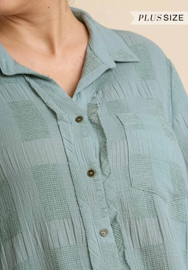 Chenille Button Down Top, Mint