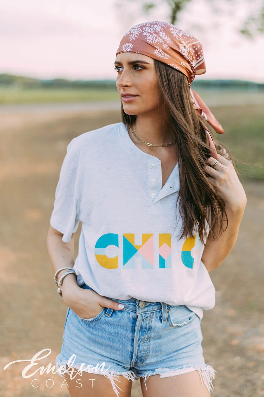 Chi Omega Colorful PR Henley