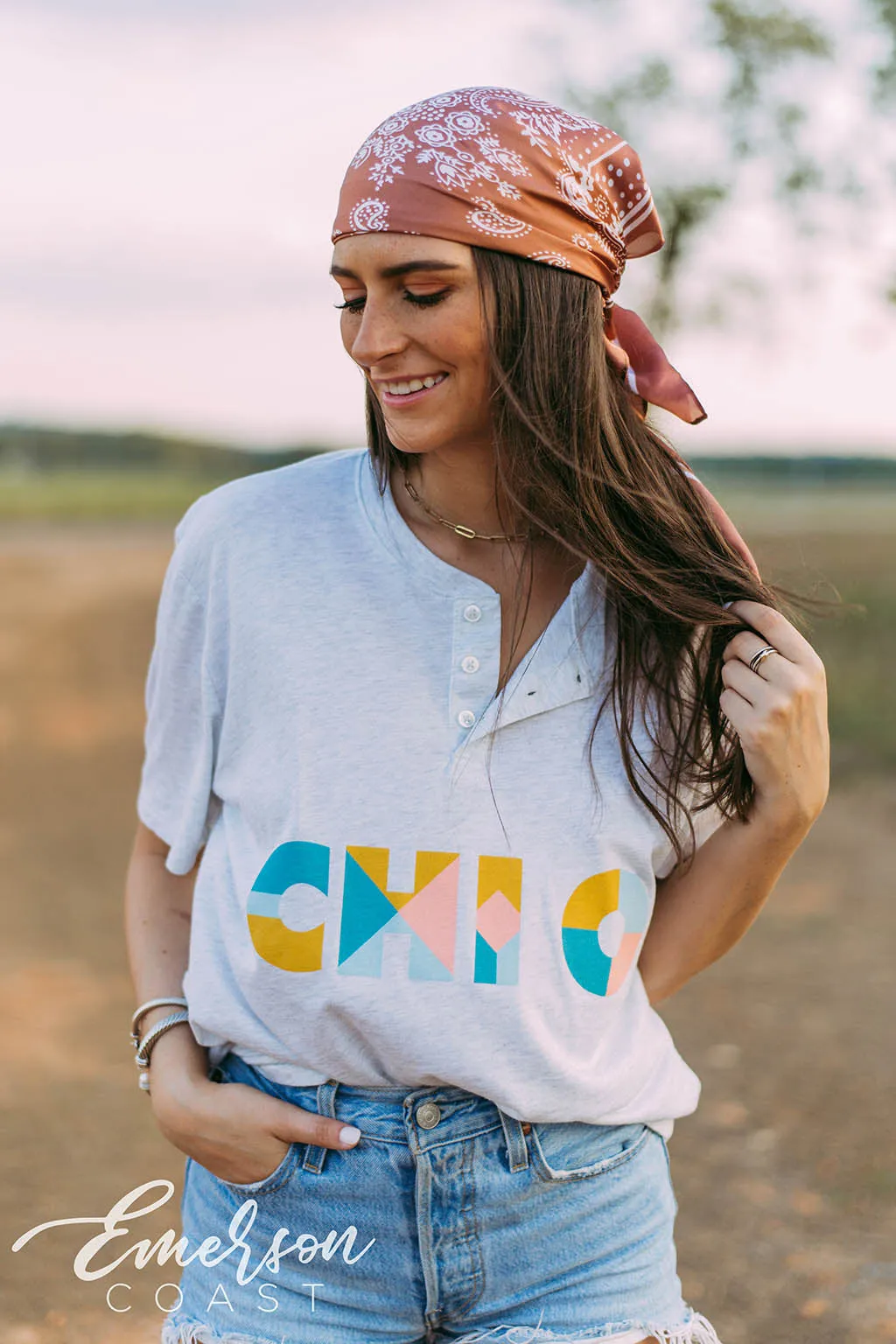 Chi Omega Colorful PR Henley