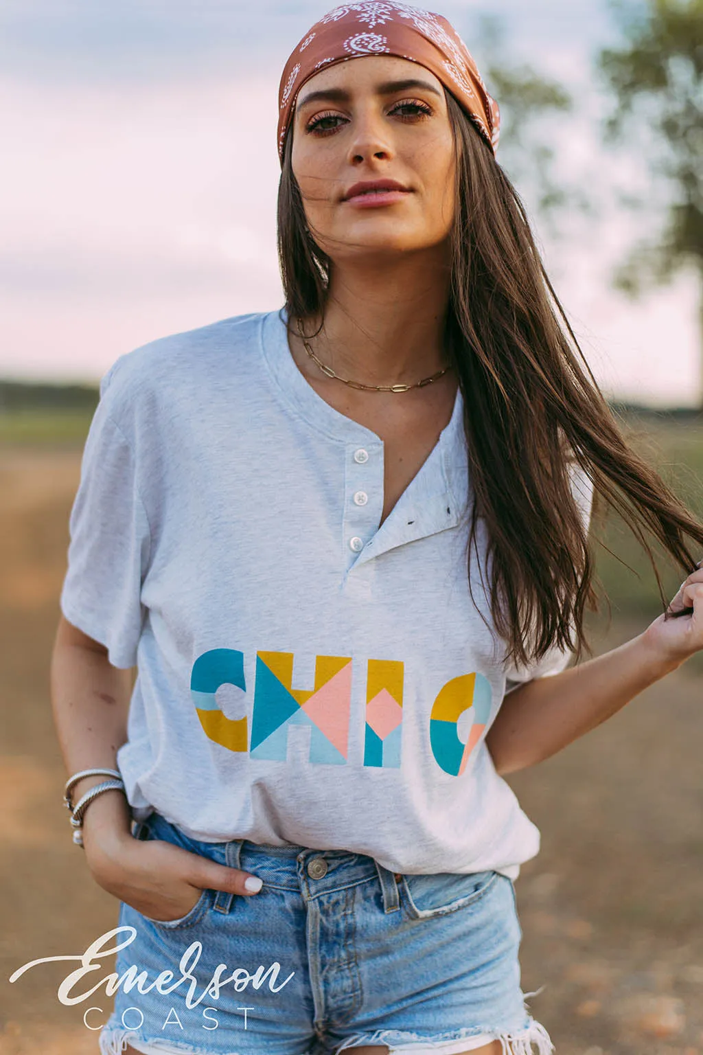 Chi Omega Colorful PR Henley