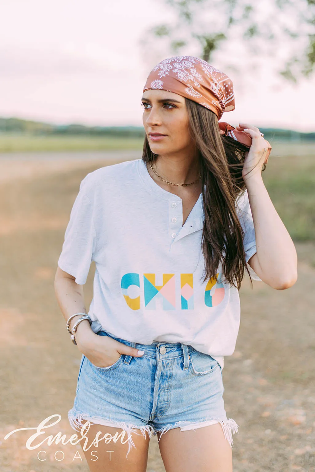 Chi Omega Colorful PR Henley