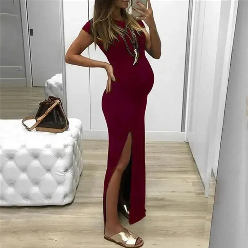 Chic Mama Maternity Maxi with Leg Flair