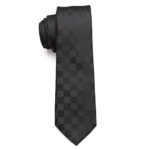 Classy Men Black Checkerboard Skinny Tie