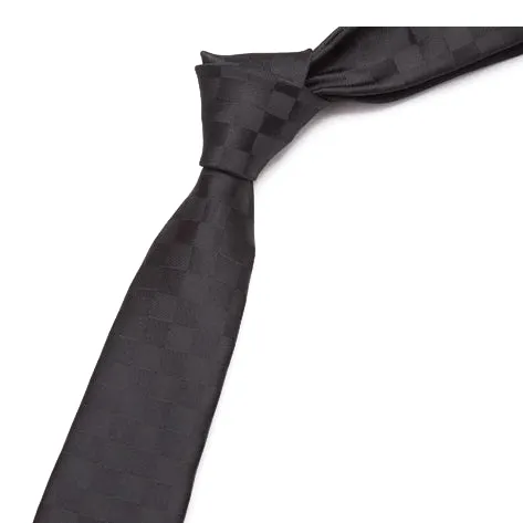 Classy Men Black Checkerboard Skinny Tie