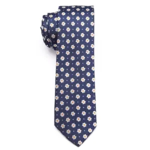 Classy Men Blue Daisy Skinny Tie