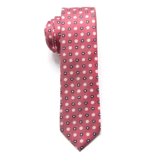 Classy Men Dusty Red Floral Skinny Tie