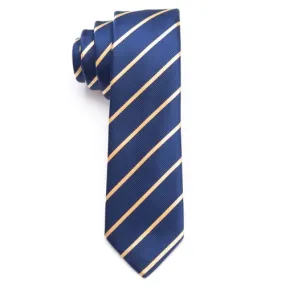 Classy Men Gold Striped Skinny Tie