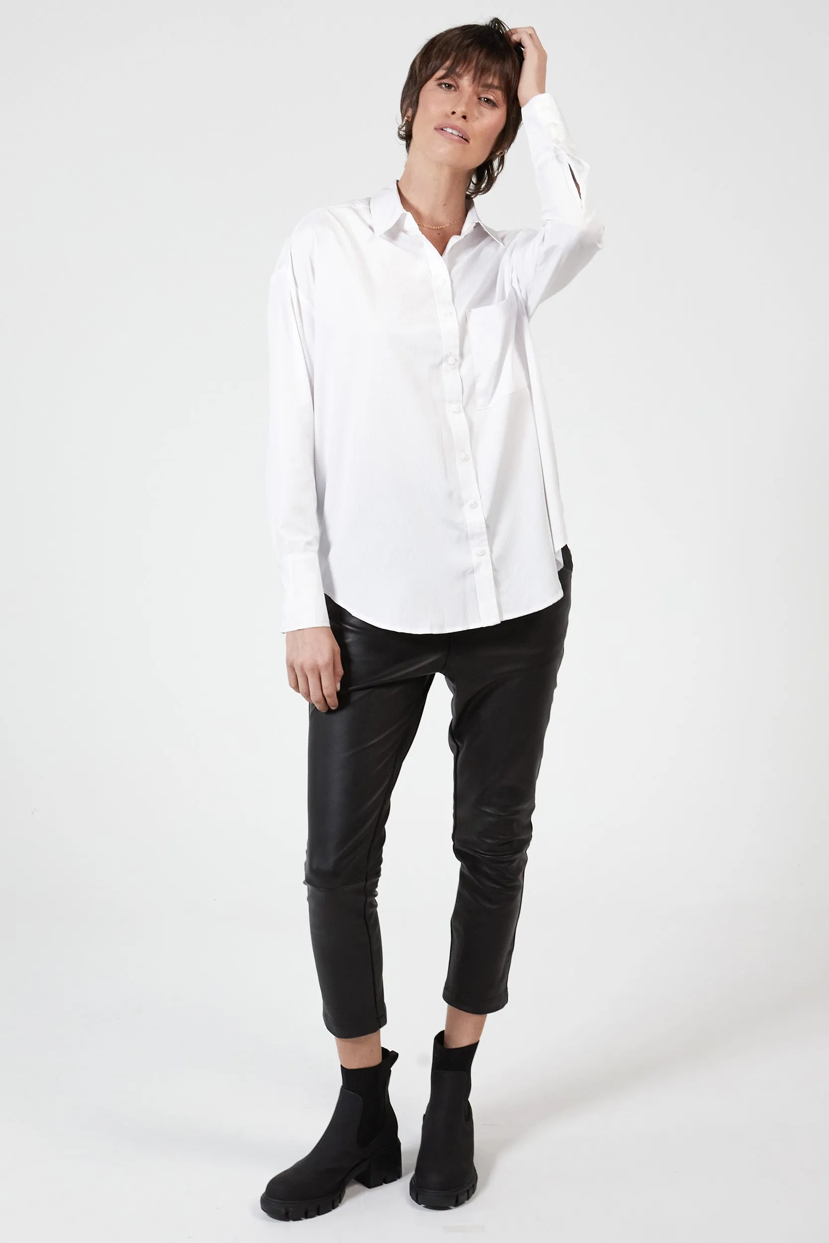 COLTON BOYFRIEND SHIRT - WHITE STRIPE