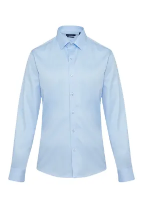 Comfort Fit Long Sleeve 100% Cotton Light Blue Dress Shirt