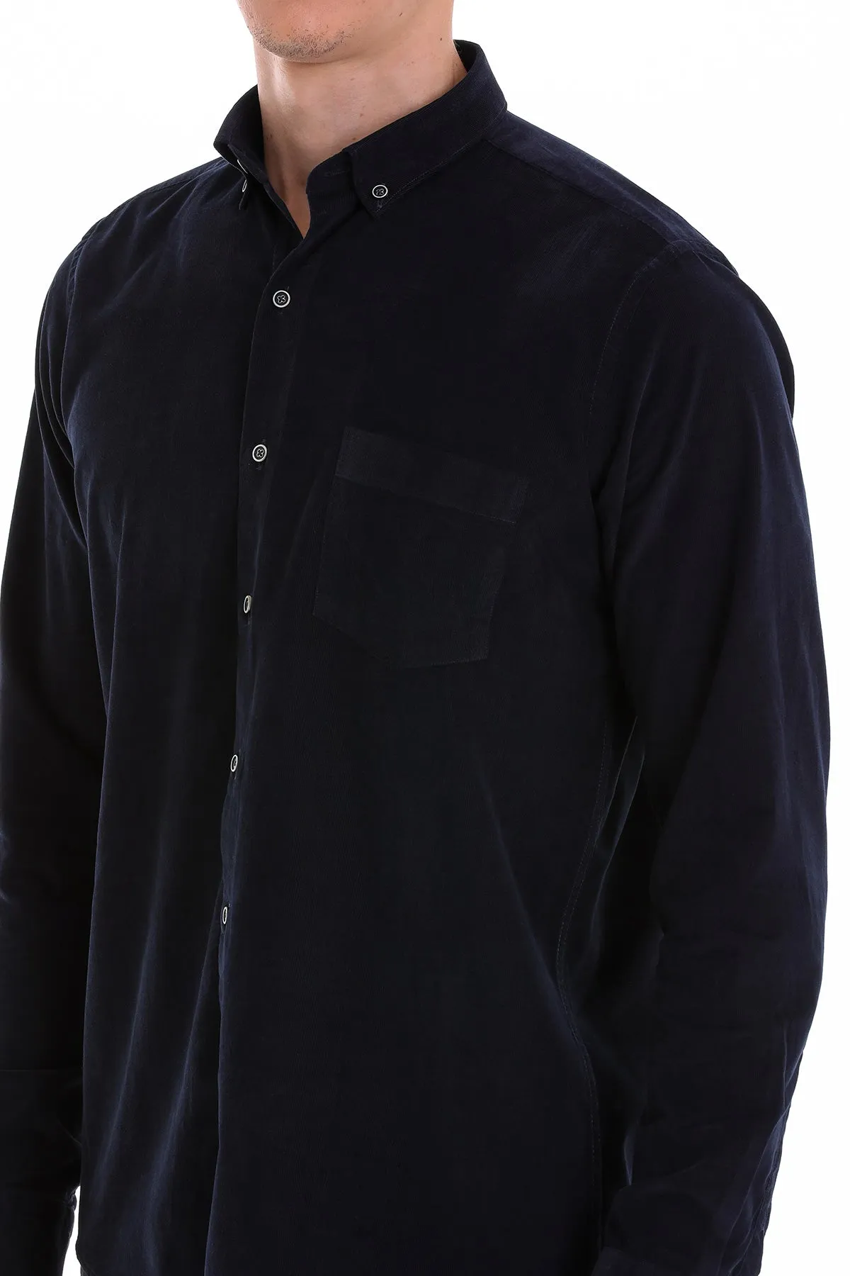 Comfort Fit Long Sleeve Cotton Navy Dress Shirt