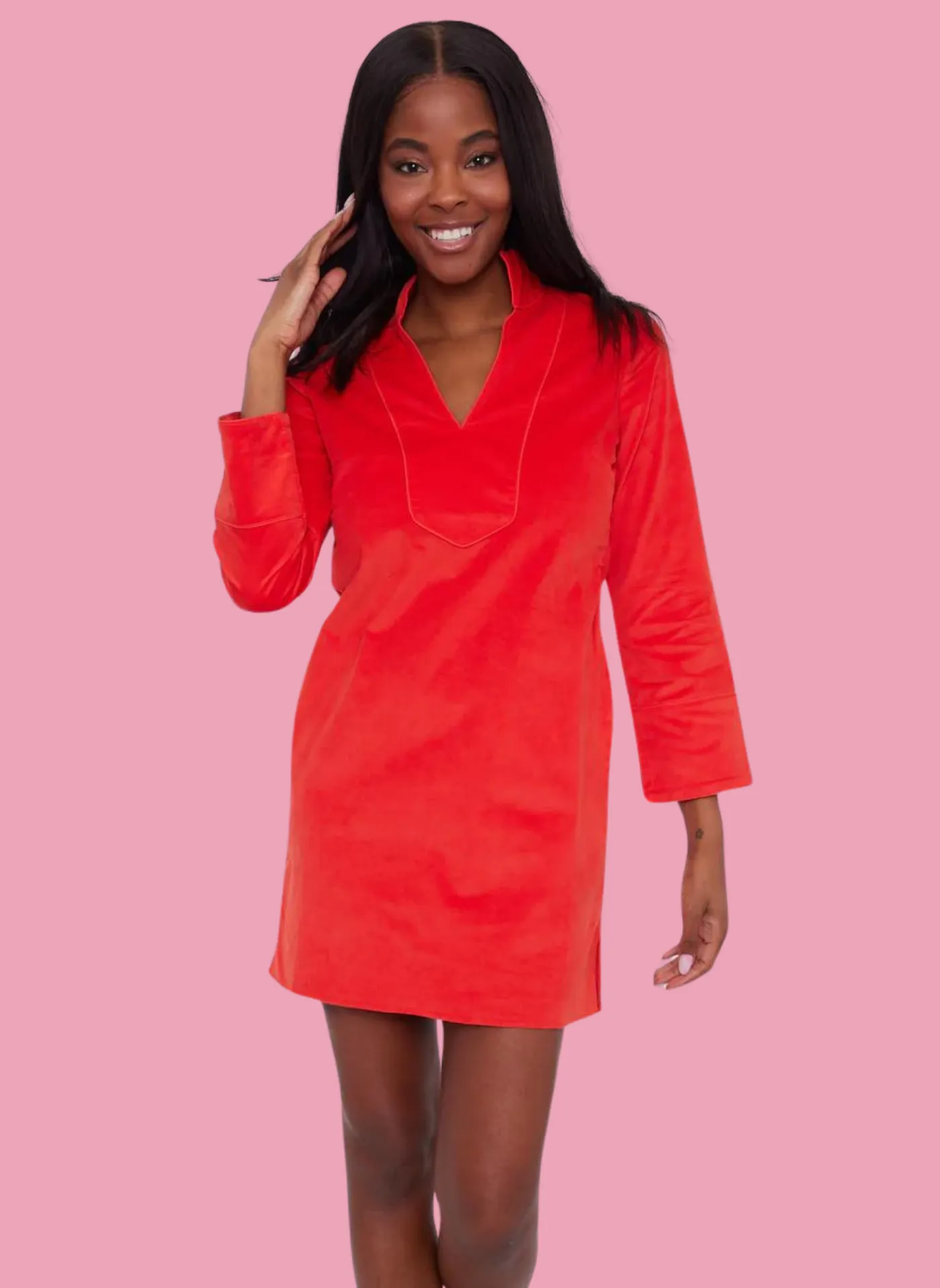 Corduroy Long Sleeve Tunic Dress