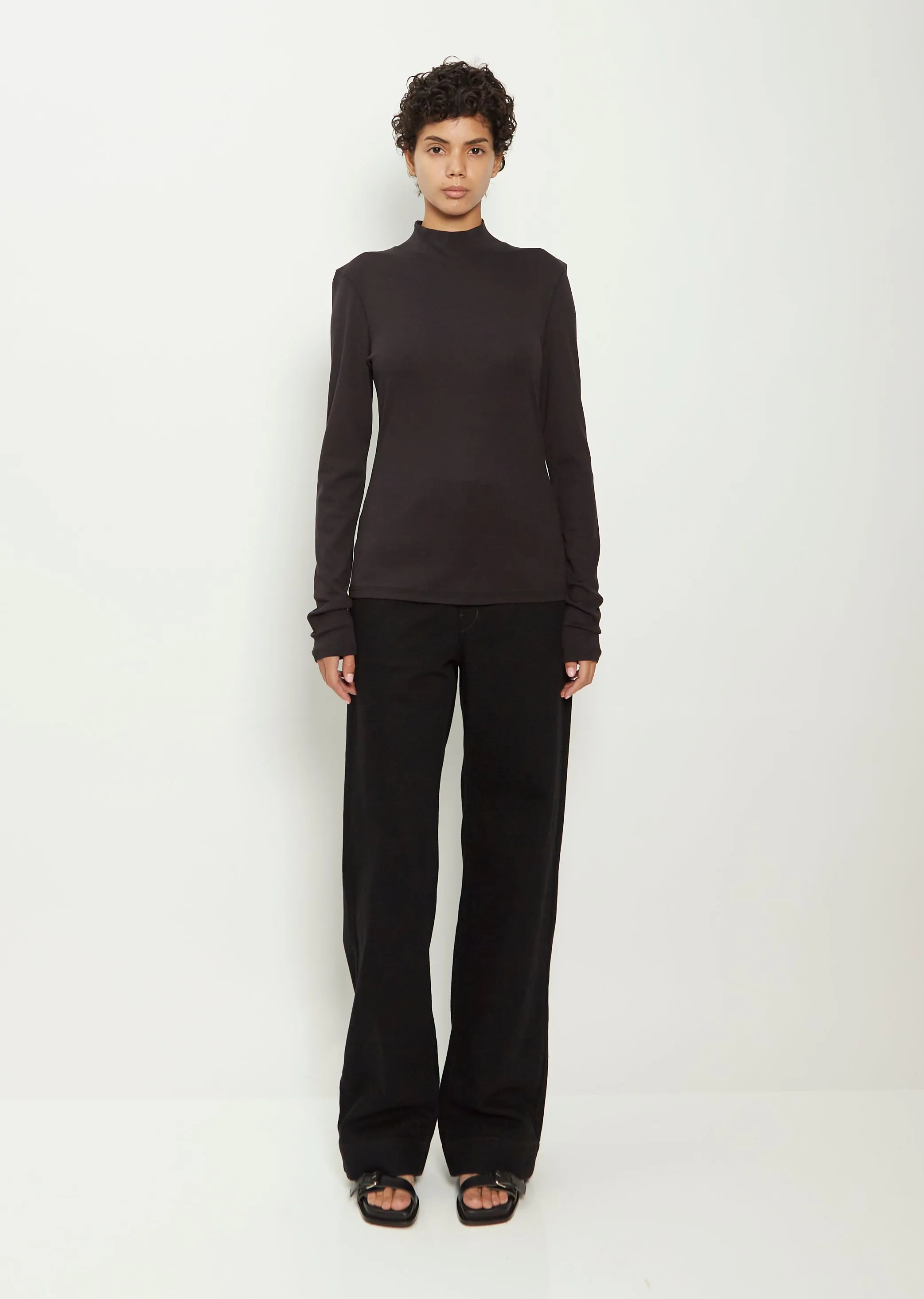 Cotton Jersey Turtleneck — Squid Ink