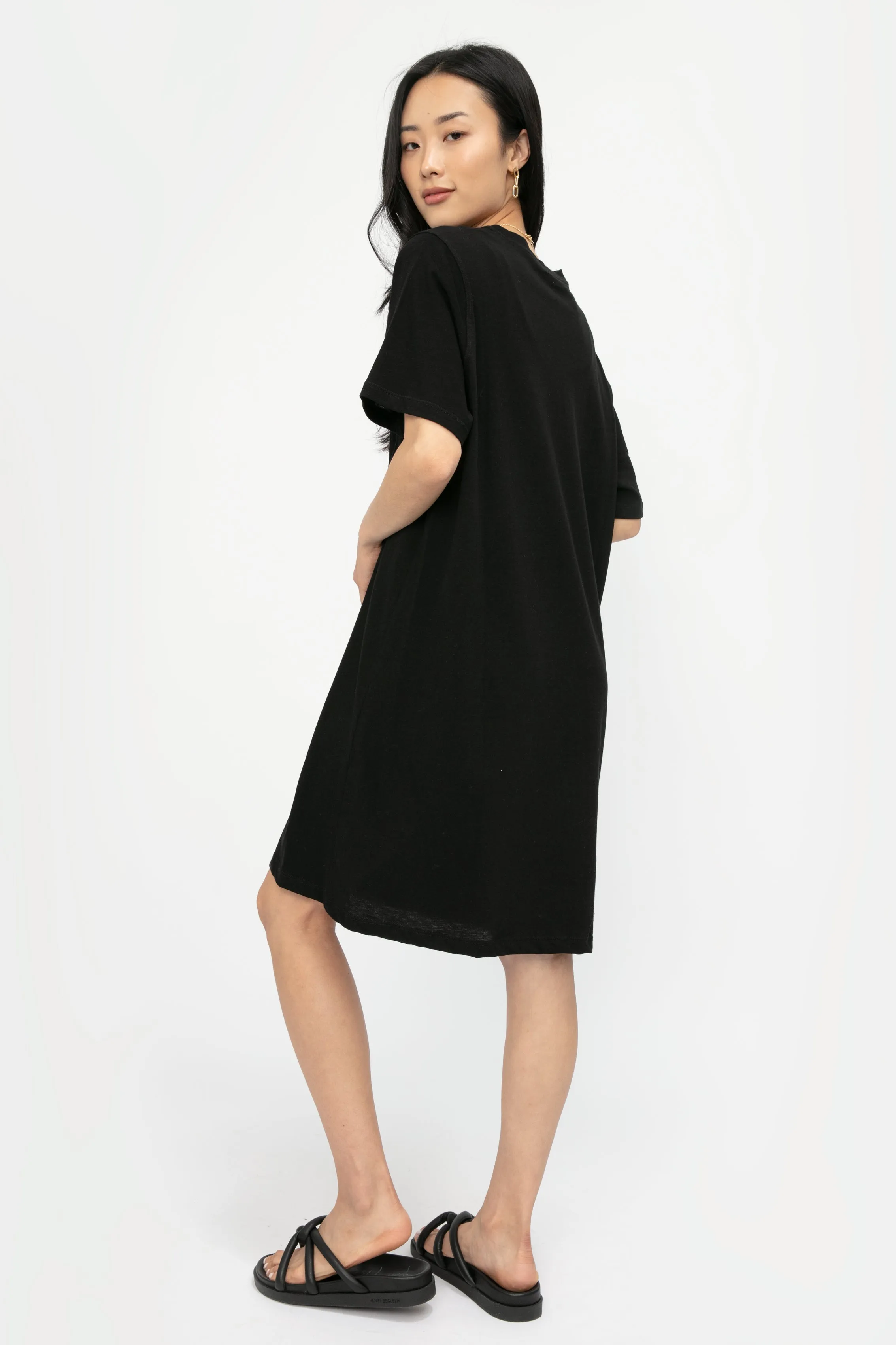 Cotton T-Shirt Dress in Black