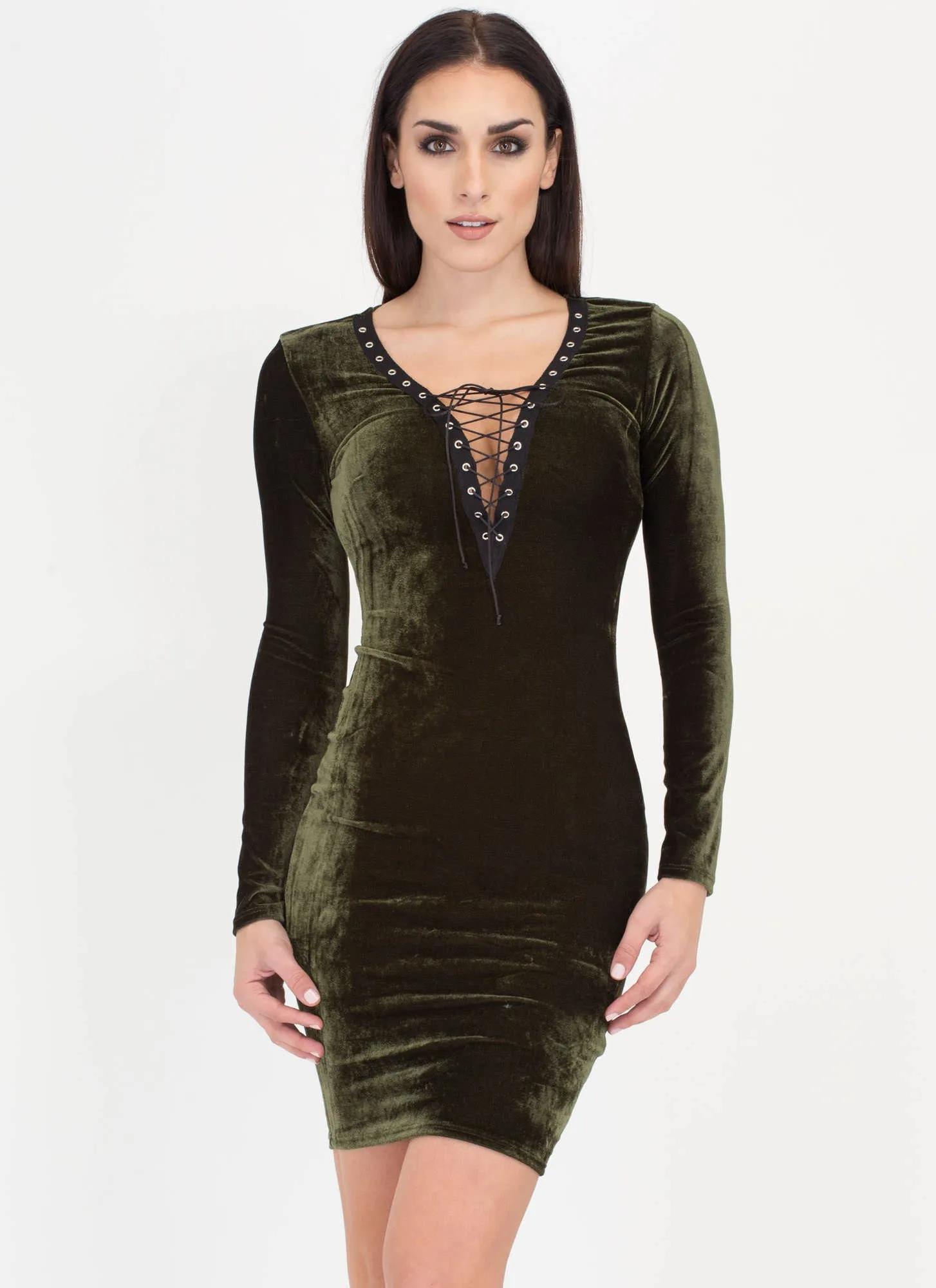 Coven Cutie Lace-Up Velvet Dress