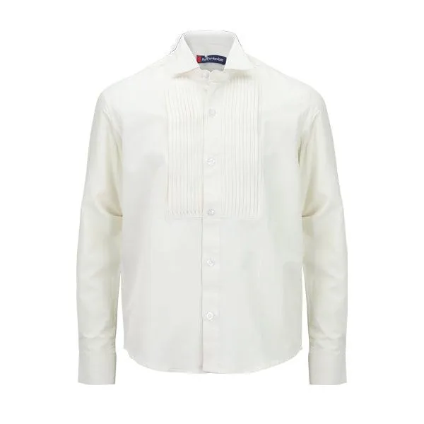 CREAM LONG SLEEVE WING COLLAR SHIRT