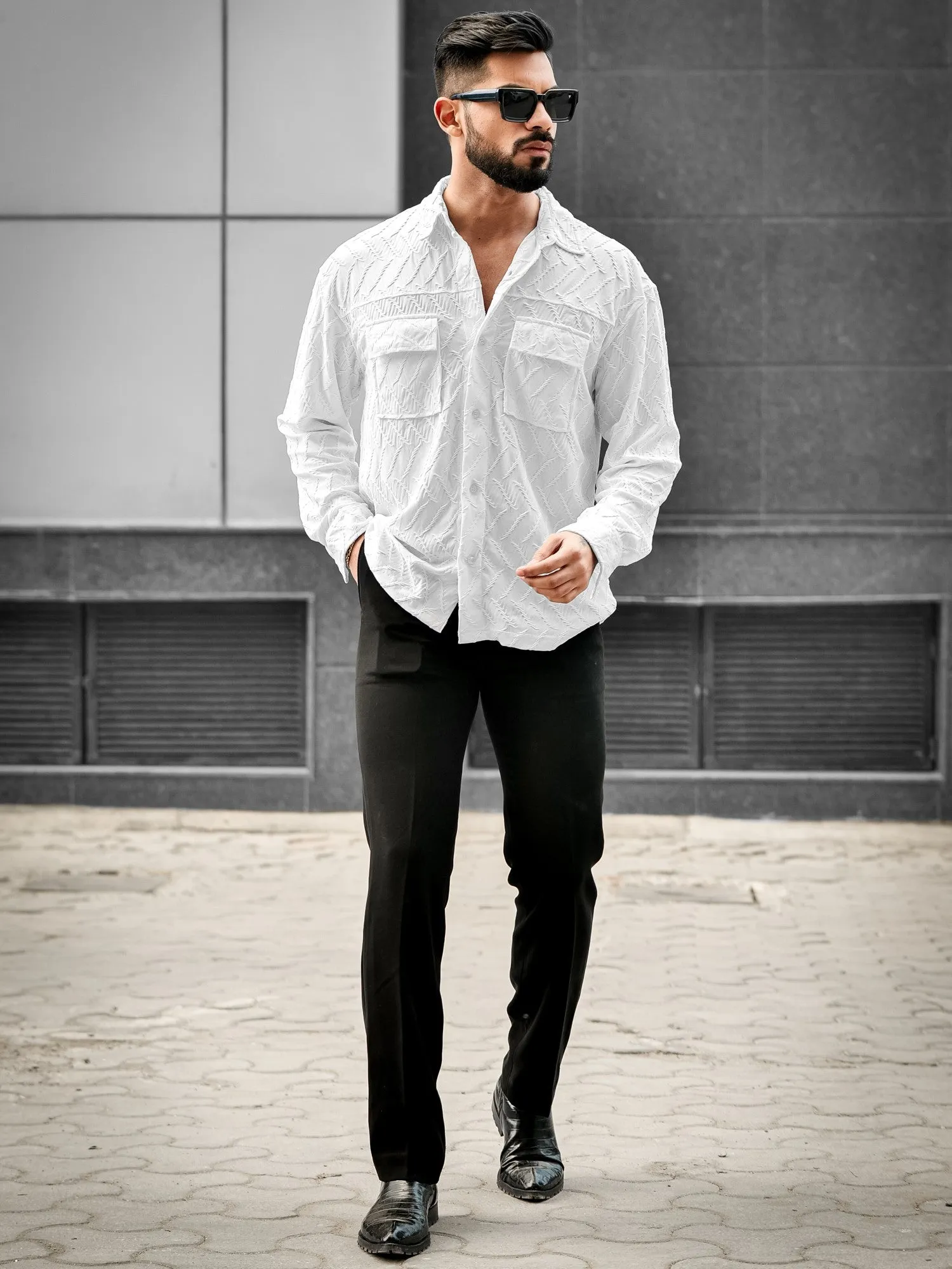 Creased White Full Sleeve Shirt