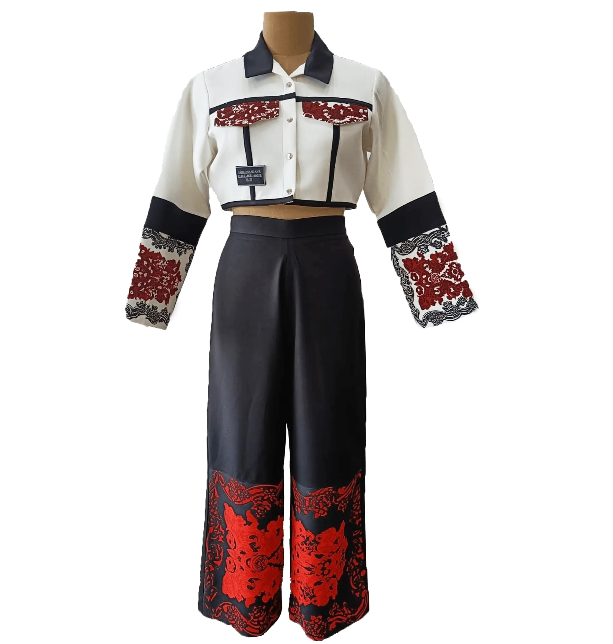 Crop Jacket and Black Rustic Red Pants