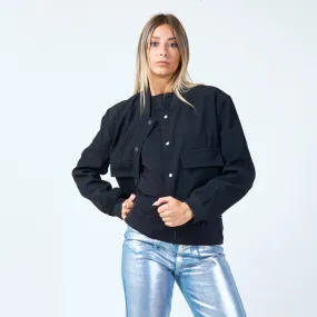 Cropped utility bomber jacket wholesale