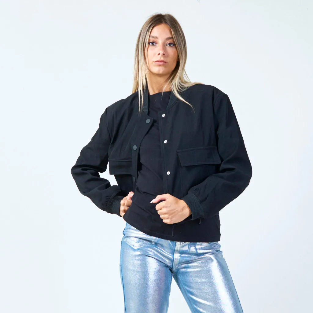 Cropped utility bomber jacket wholesale