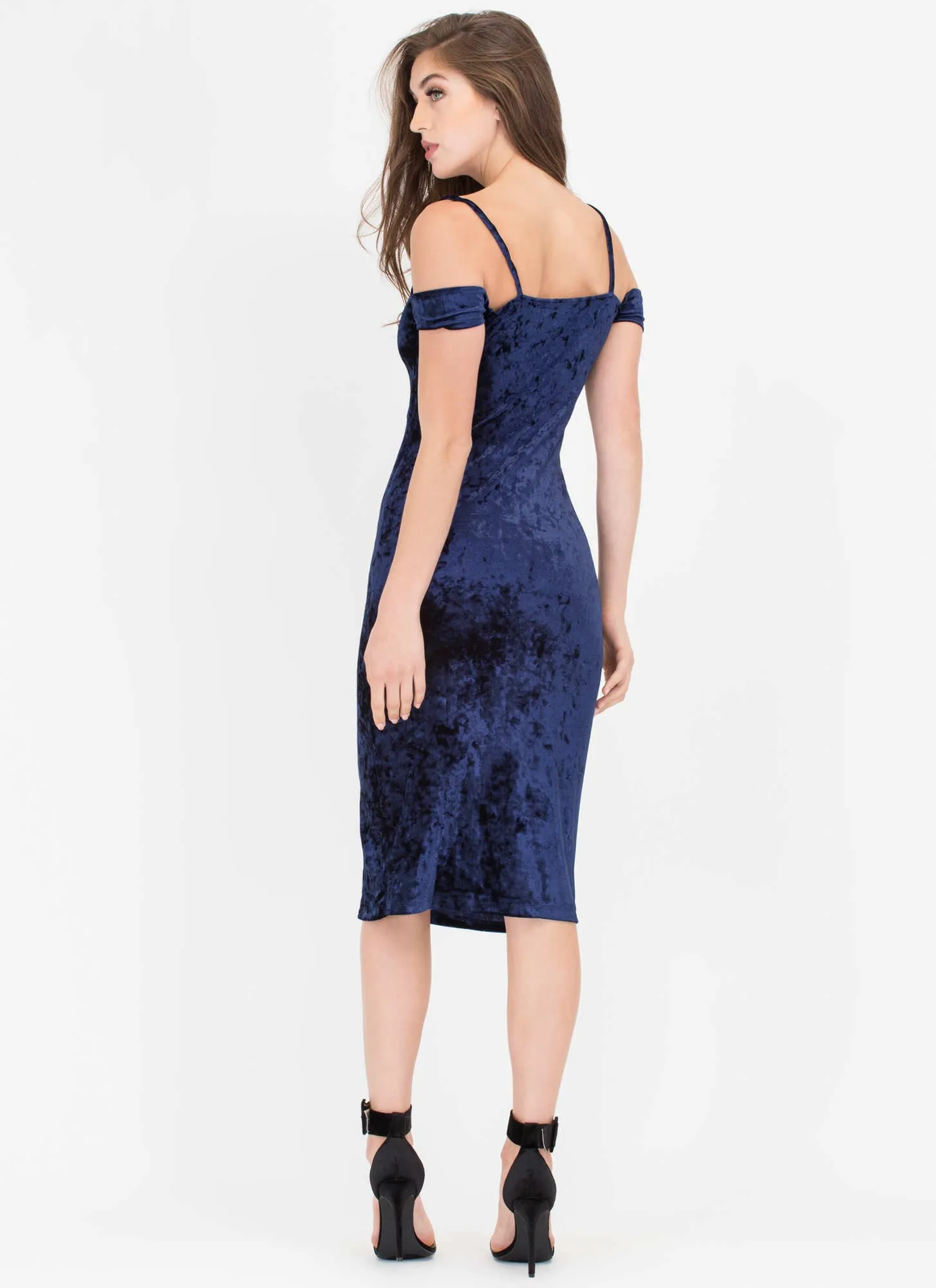 Crushing This Velvet Cold-Shoulder Dress