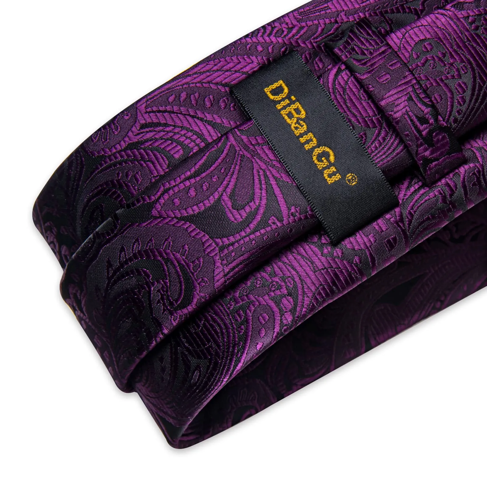 DiBanGu Dress Tie Tyrian Purple Floral Mens Silk Business Work Tie Handkerchief Cufflinks Set