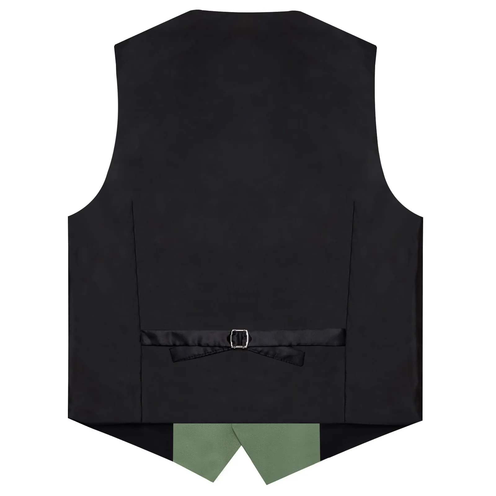 DiBanGu Mens Vest Asparagus Green Solid V Neck Work Waistcoat Silk Button Vest