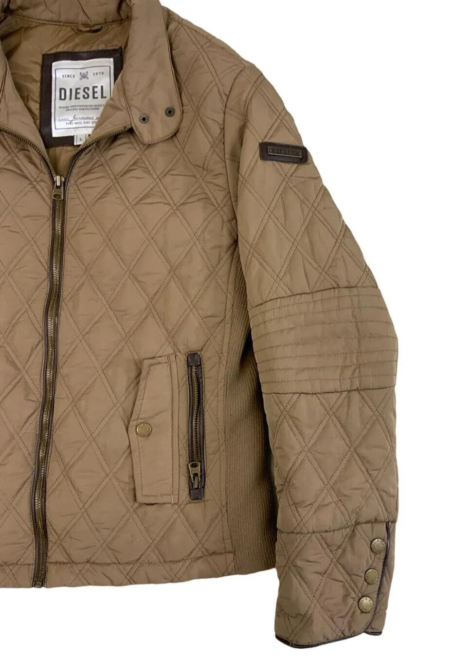 DIESEL TAUPE QUILTED ZIP UP OUTDOOR WINTER JACKET SIZE S M