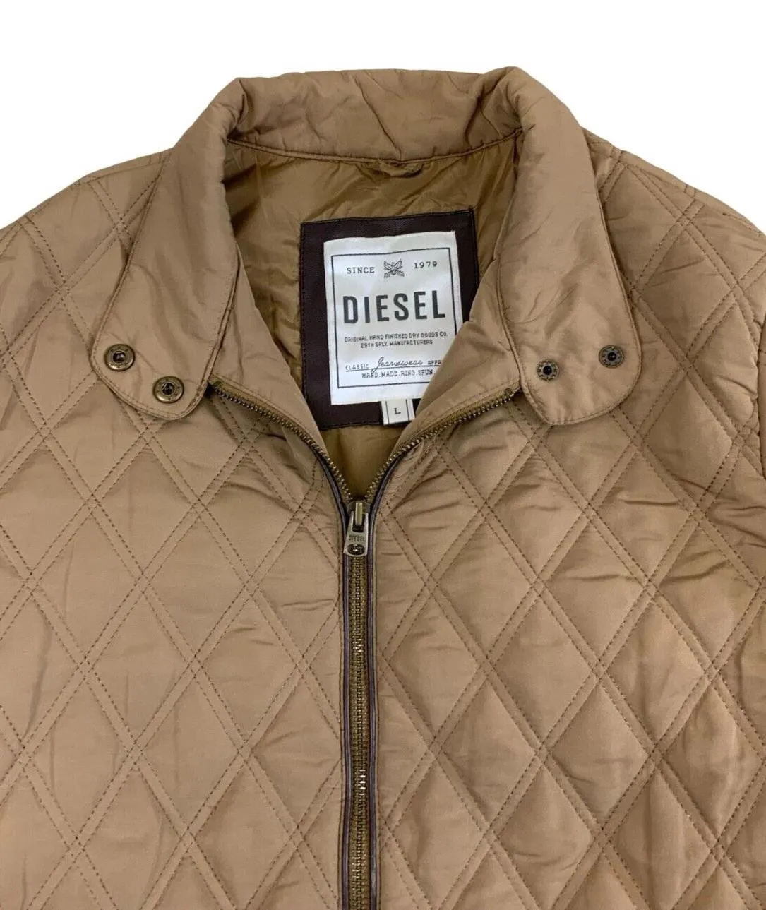 DIESEL TAUPE QUILTED ZIP UP OUTDOOR WINTER JACKET SIZE S M