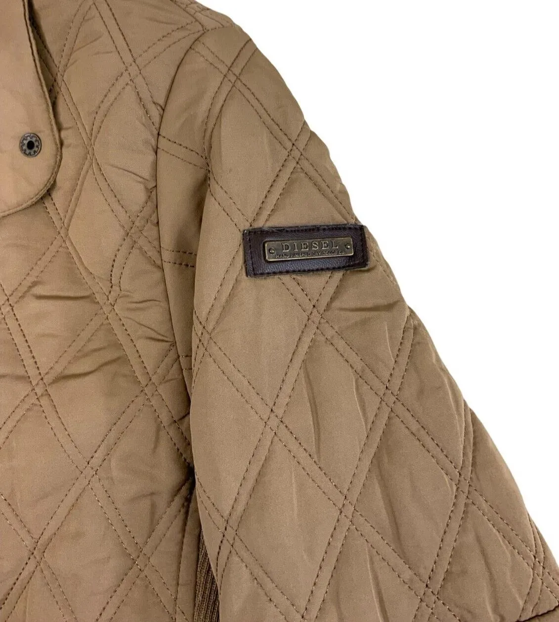 DIESEL TAUPE QUILTED ZIP UP OUTDOOR WINTER JACKET SIZE S M