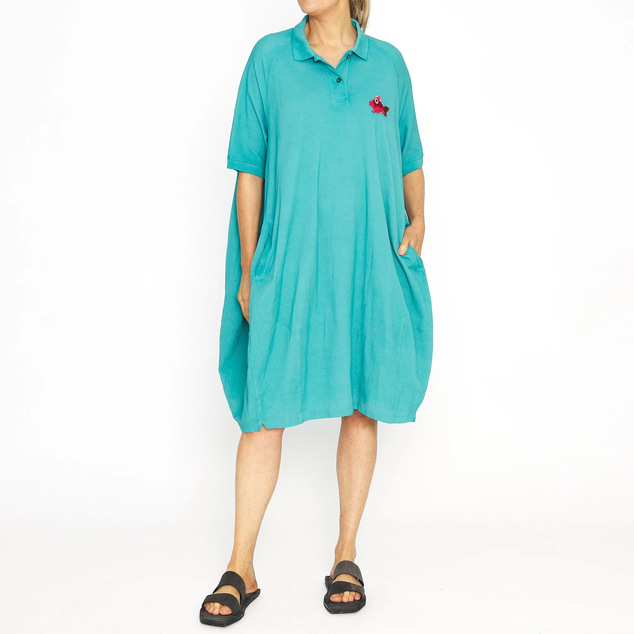 DIP-2430904 S/S polo tunic aqua