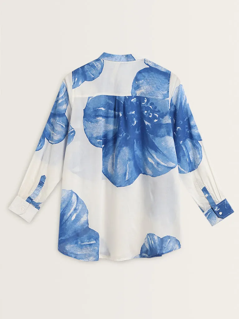 Diza Blue Floral Printed Tunic