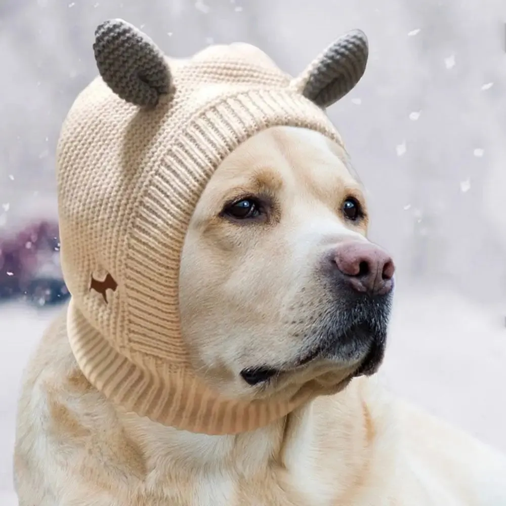 Dog Ear Muffs Noise Protection Pet Ears Covers Knitted Hat Anxiety Relief Winter Warm Earmuffs