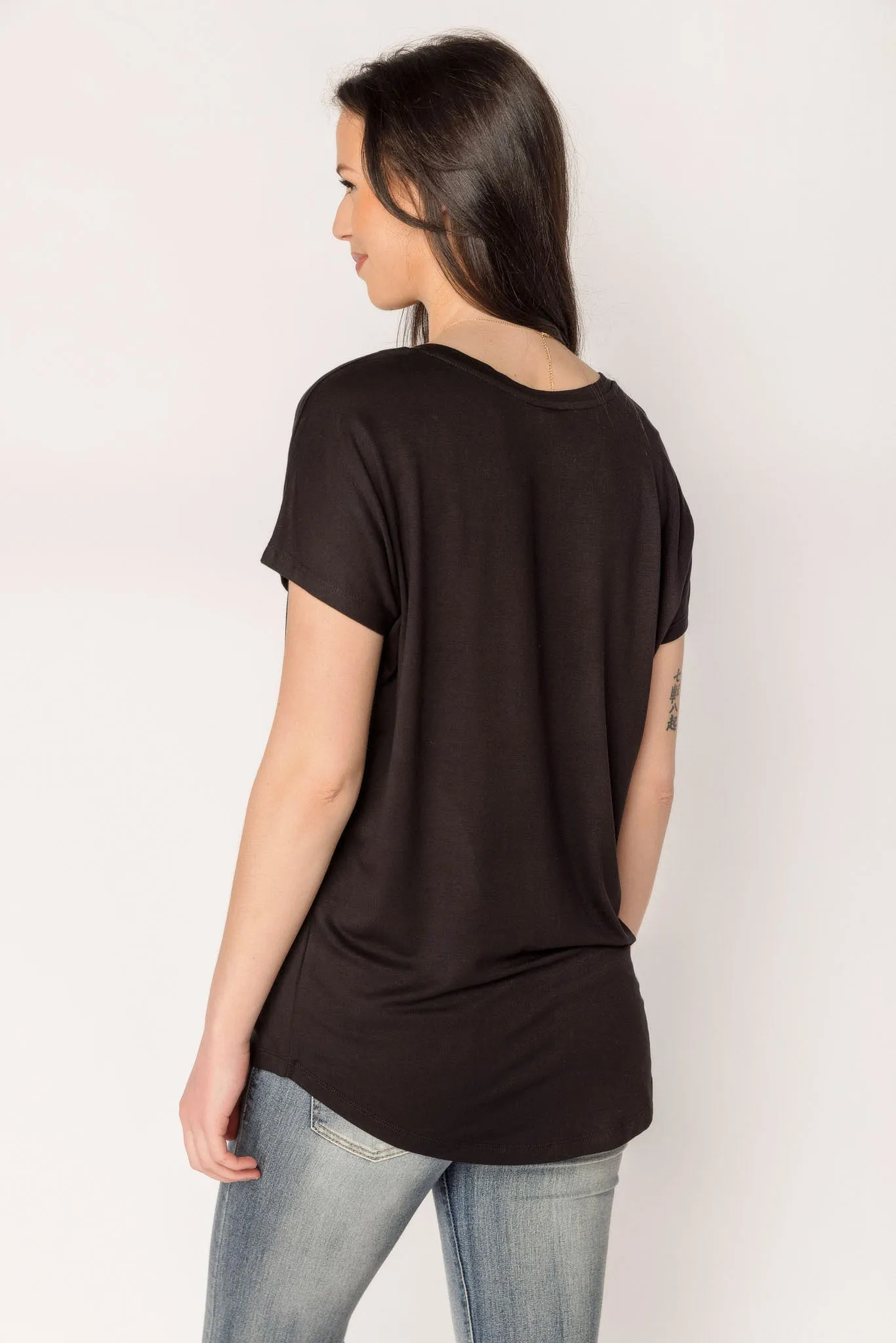 Dolman-Sleeve V-Neck Tunic