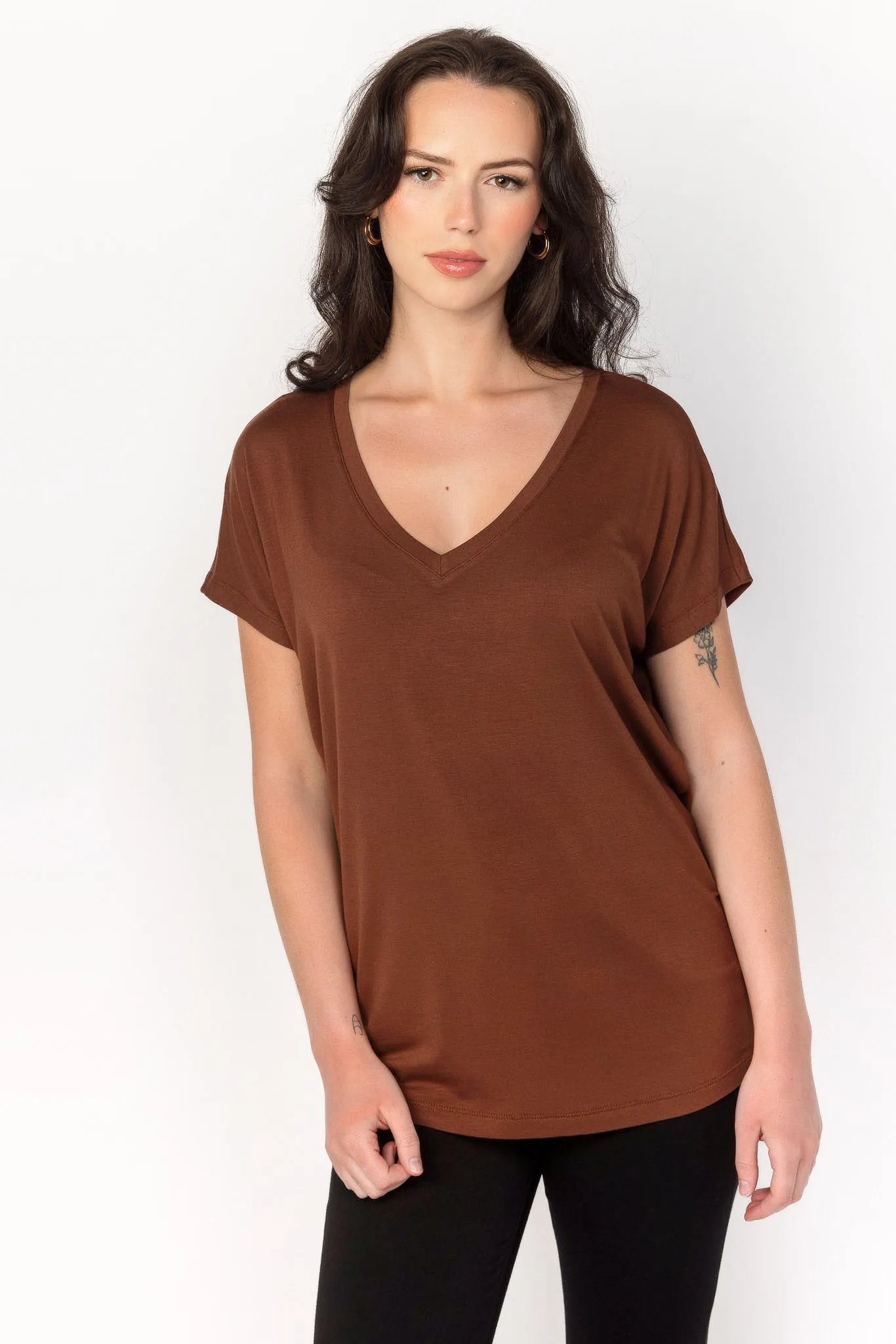 Dolman-Sleeve V-Neck Tunic