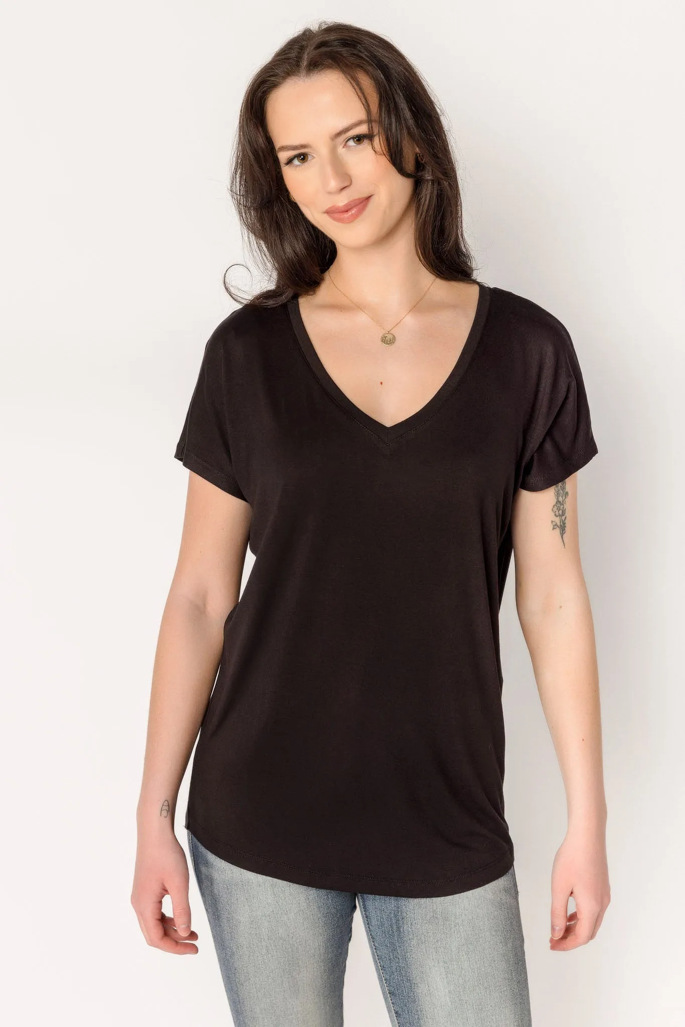 Dolman-Sleeve V-Neck Tunic