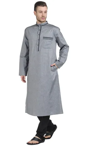 Dual Tone Chambray Long A Line Kurta