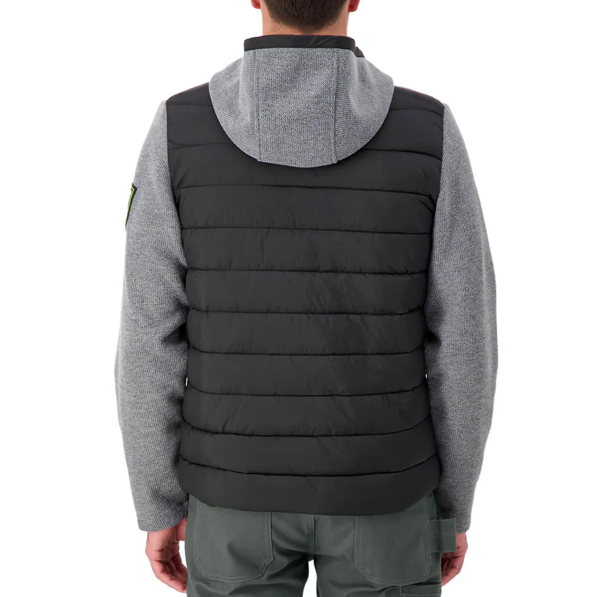 DuraDrive Men's WIZARD GREEN LABEL Black and Grey Quilted Hooded Jacket