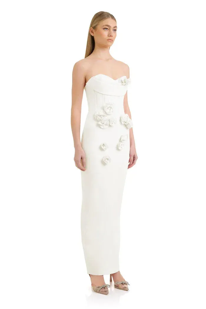 Elegant Rose Applique Strapless Gown - Perfect for Evening Events