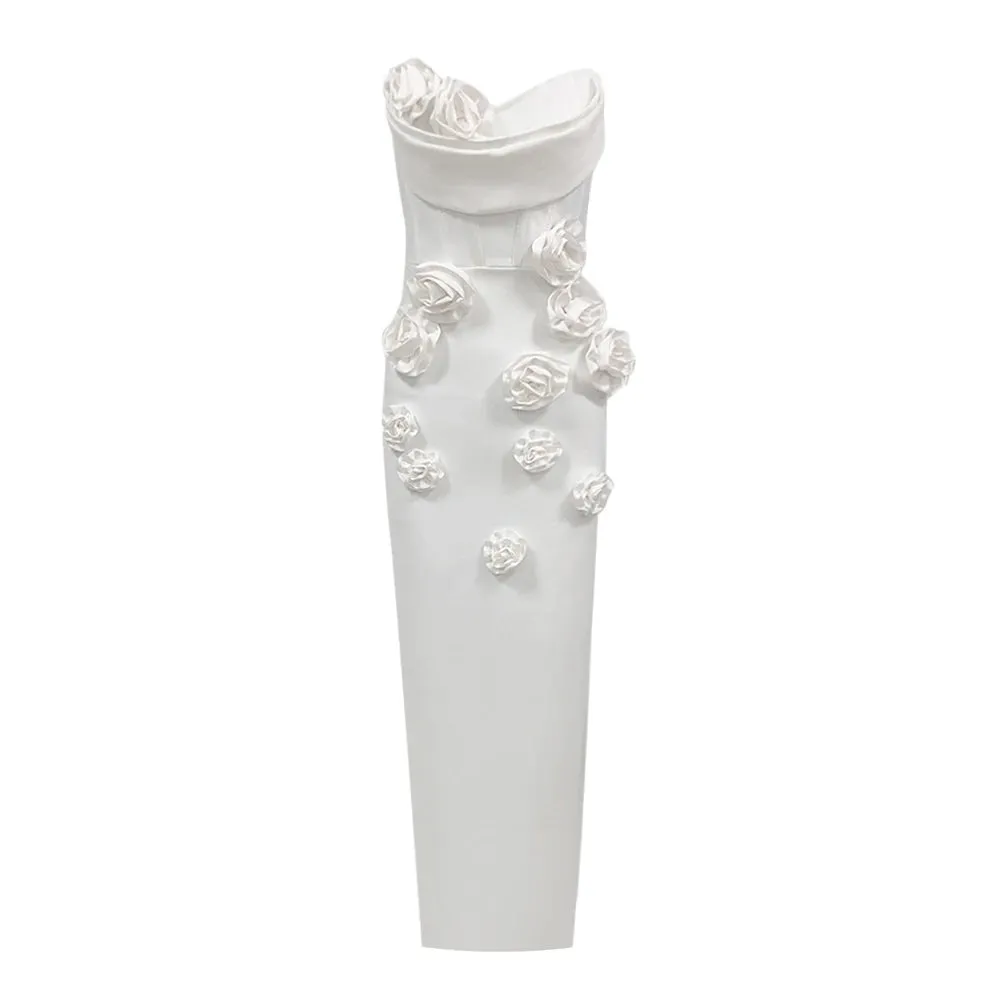 Elegant Rose Applique Strapless Gown - Perfect for Evening Events