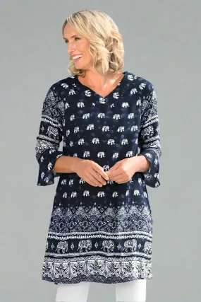 Elephant Border Print Tunic Top