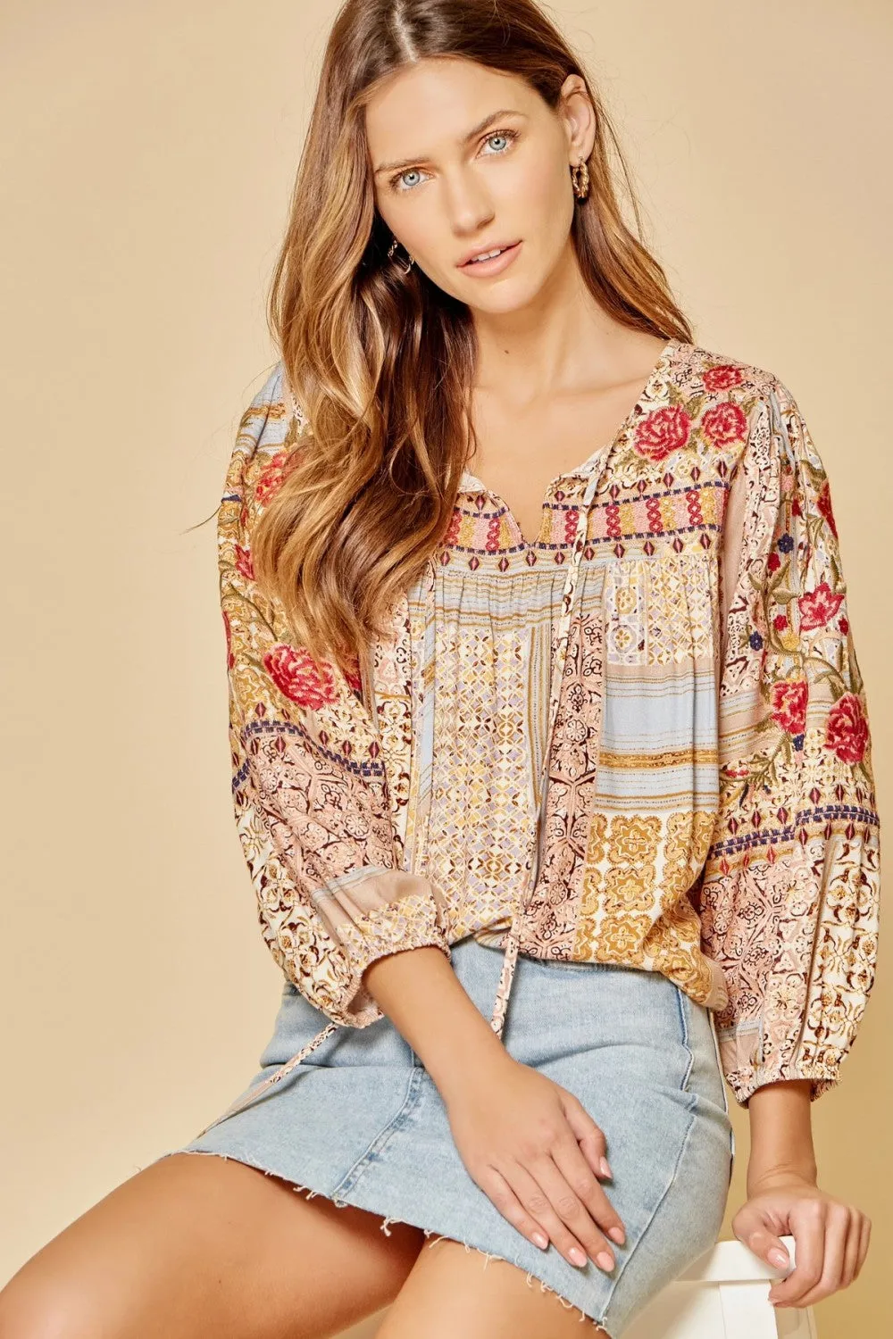 Embroidered Babydoll Top