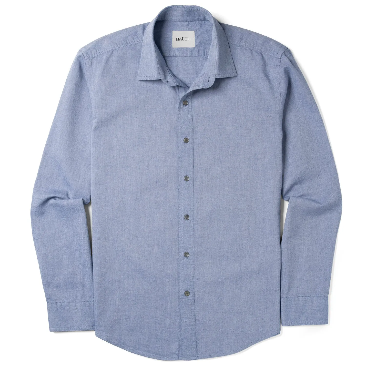 Essential Spread Collar Casual Shirt - Navy Blue Cotton Oxford