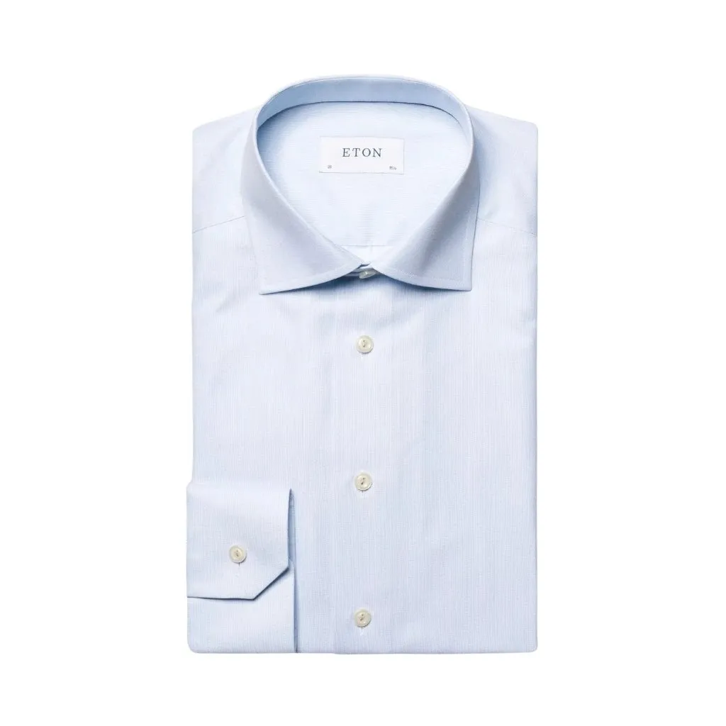 ETON Plain Twill Slim Single Cuff Slim-Fit Shirt SKY