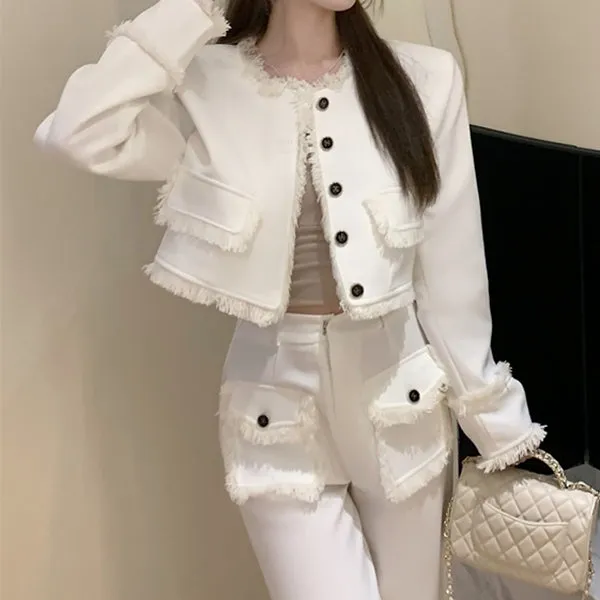 Fashionable Temperament Coat Wide-Leg Pants Set