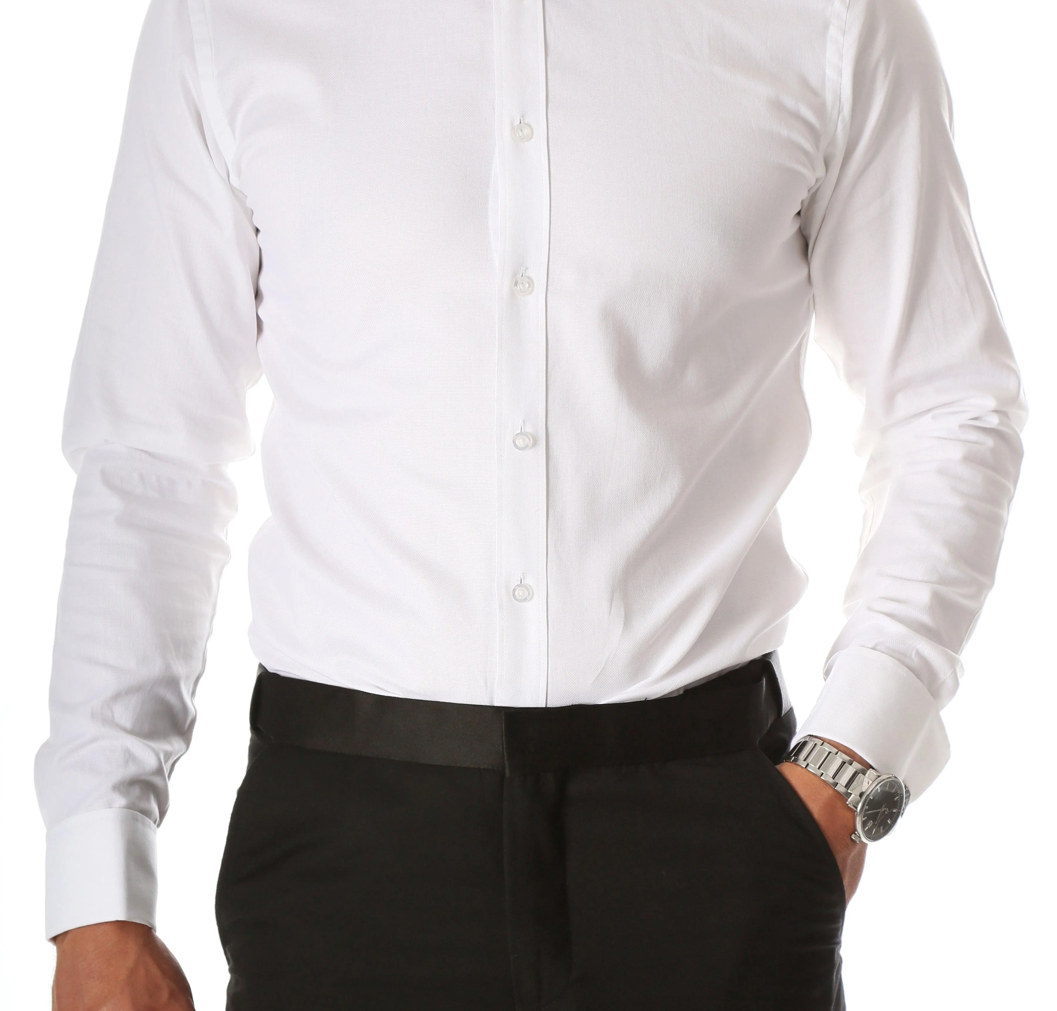 Ferrecci Men's Paris White Regular Fit Lay Down Collar Pleated Tuxedo Shirt