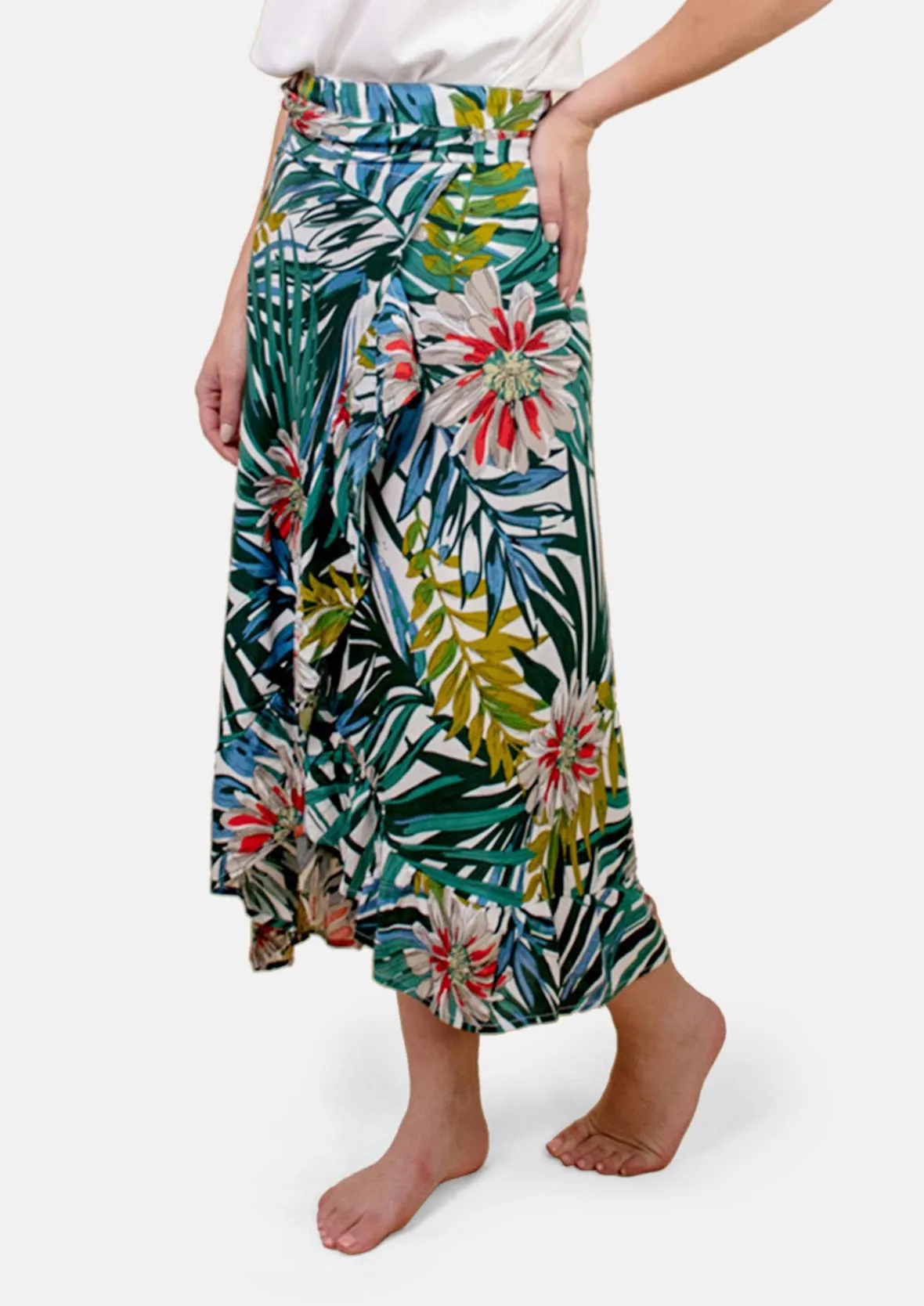 Floral Pattern Wrap Skirt