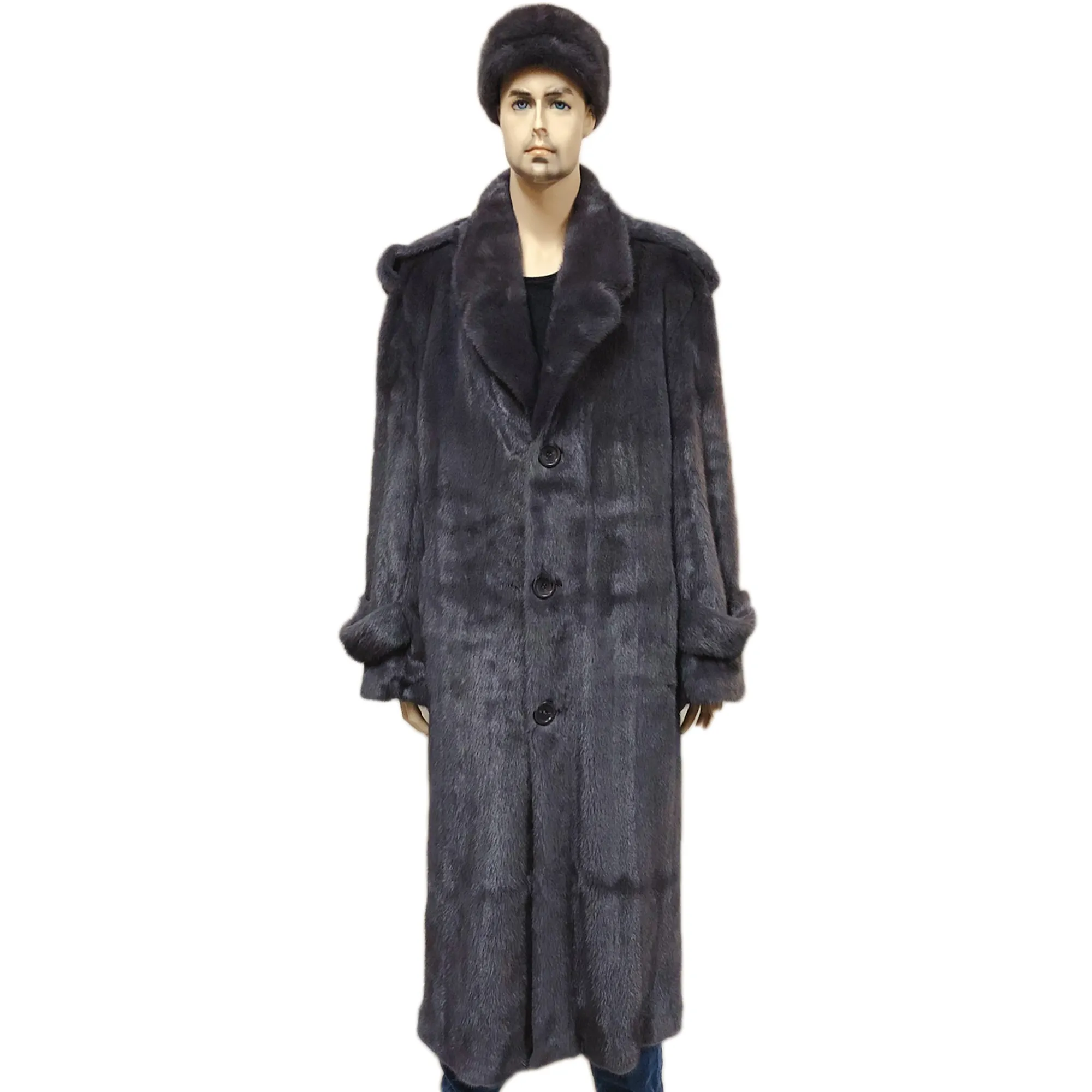 Full Skin Mink Trench Coat - Blue Iris