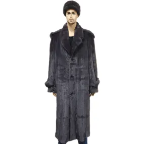 Full Skin Mink Trench Coat - Blue Iris