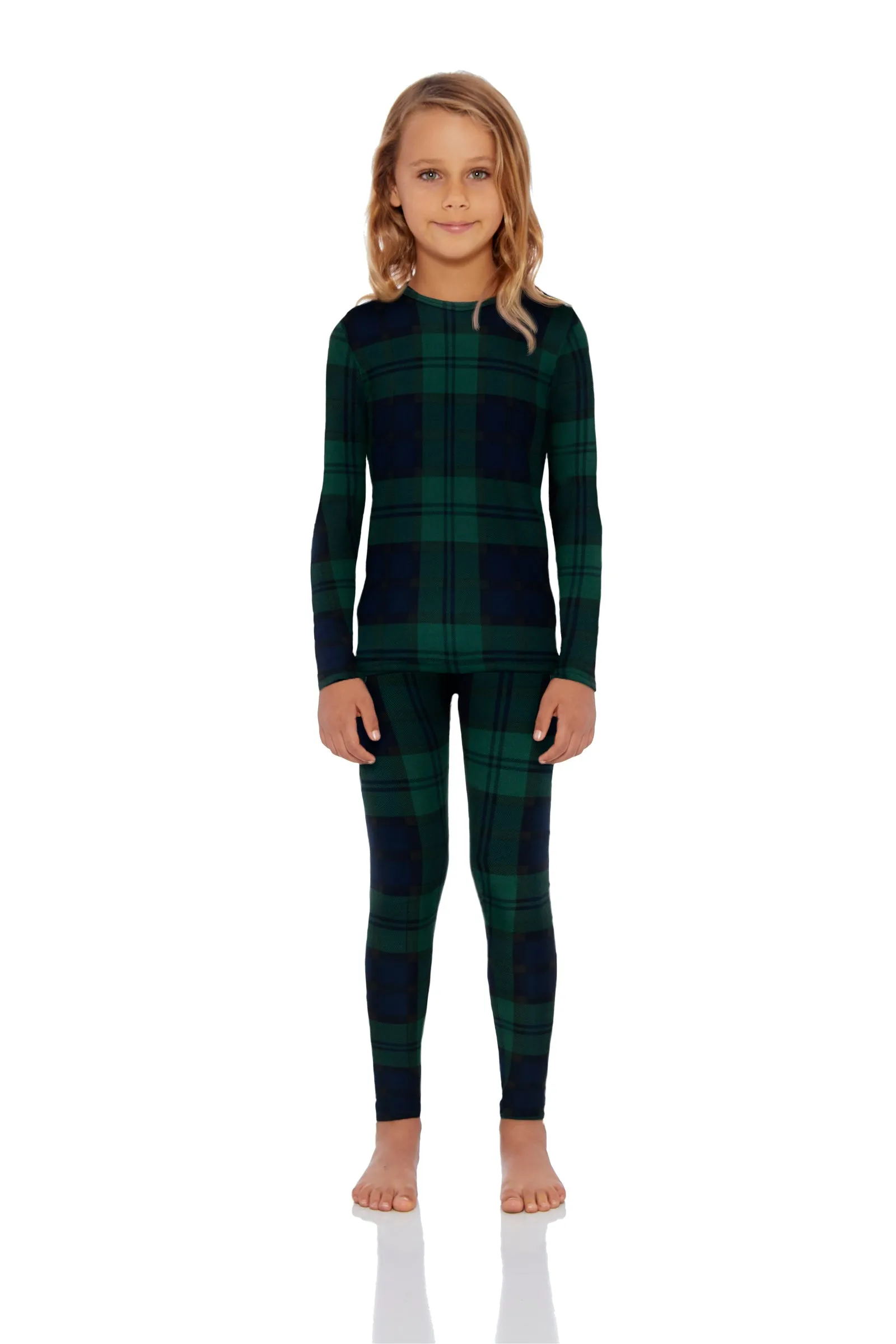 Girls Plaid Series Thermal Set