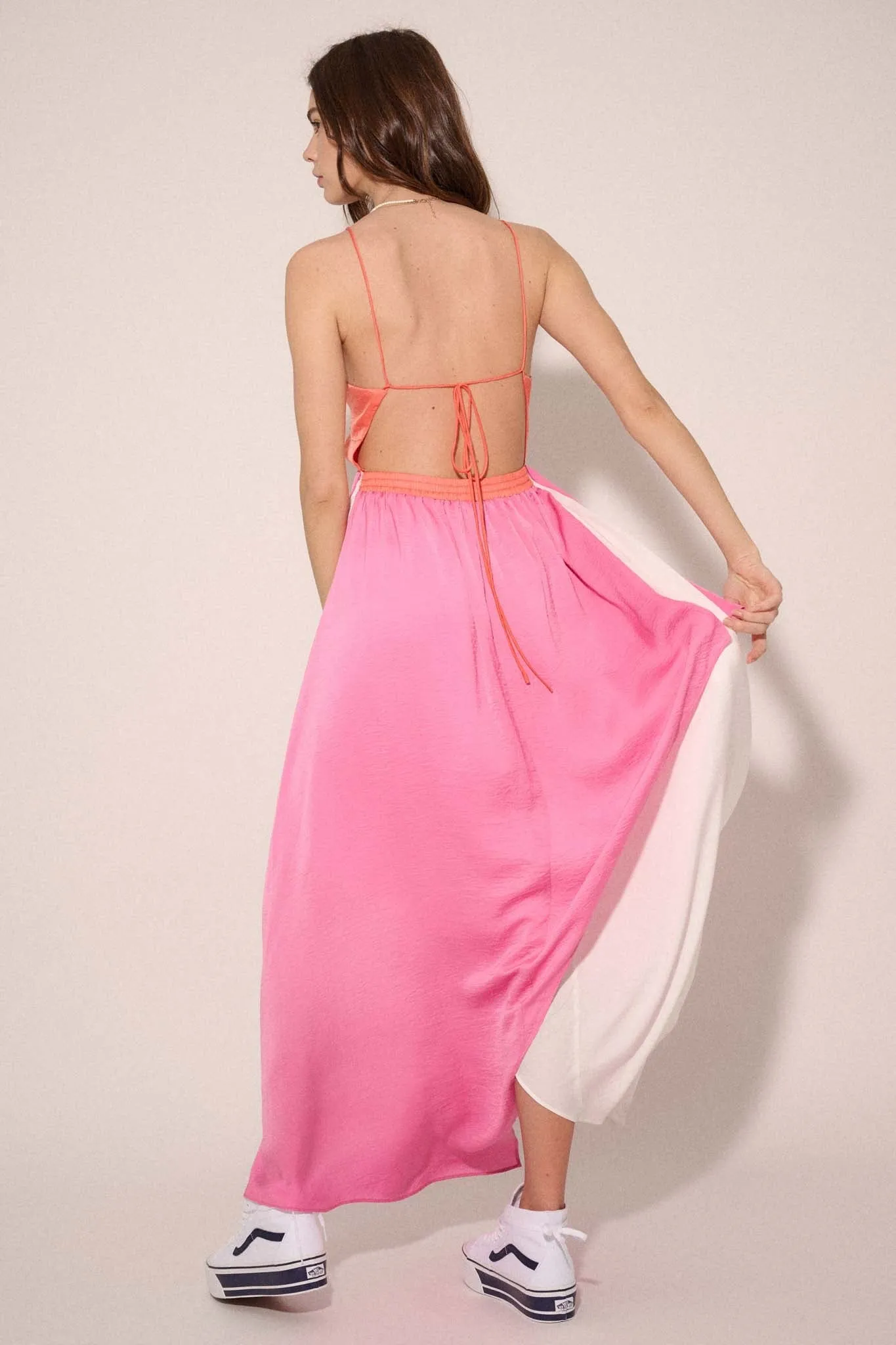 Glam Squad Colorblock Layered Satin Maxi Dress